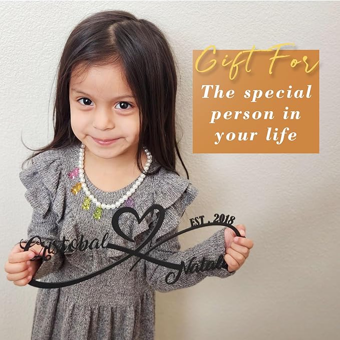 Wedding Gifts for Couples, Personalized Metal Sign With Couples Name and Date, Anniversary Valentines Day Gifts for her him Bridal Shower, Infinity Heart Wall Decor