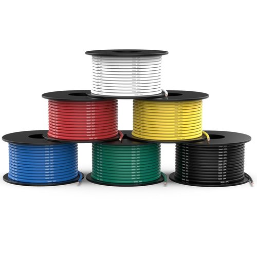 NAOEVO 18 AWG Silicone Tinned Copper Wire - 180ft Flexible Electrical Cable in 6 Colors for DIY Projects