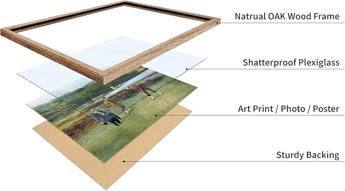 Poster Master The Putting Green Painting Poster - Golf Course Print - Golf Art - River Art - Sports Art - Landscape Art - Father's Day Art - Great Office or Living Room Decor, 11x14 Beige Framed