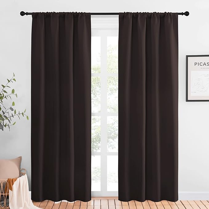 NICETOWN Blackout Curtains for Living Curtains, Toffee Brown, 1 Pair, 34-inch W