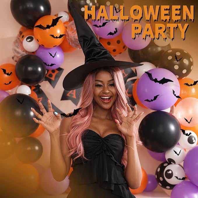 FANDAMEI 140PCS Bats Halloween Decoration, 5 Sizes Bats Wall Decor Party, 3D Bat Wall Decor for Halloween Decorations Indoor Outdoor. Black Sticky Bats Home, Bat Stickers for Window(140PCS)