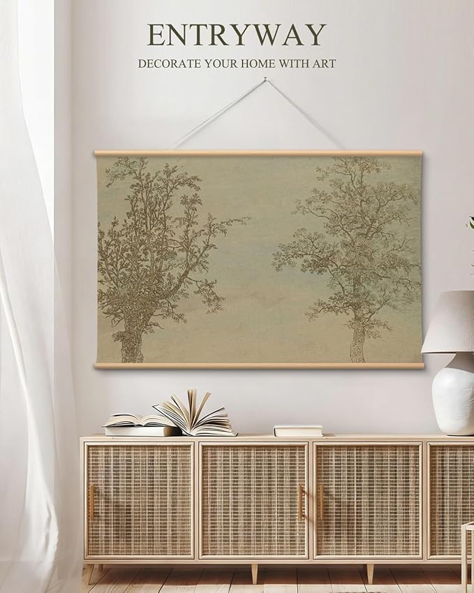 VIYYIEA Extra Large Wall Art Canvas 36x54 Inch Vintage Tree Landscape Wall Decor Oversized Nature Sketch Artwork for Living Room Bedroom Sofa Wall