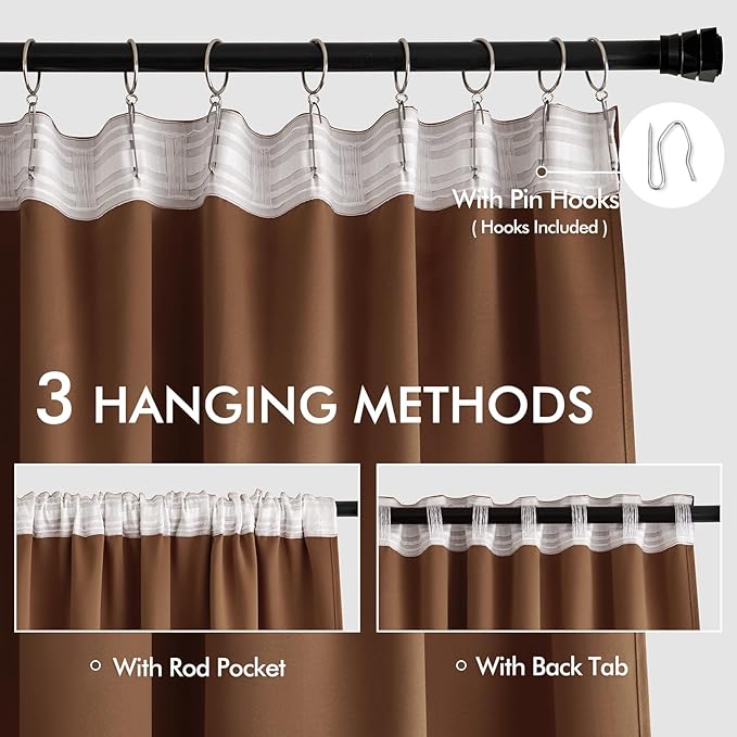 MIULEE Back Tab Blackout Curtains 90 Inch Long 2 Panels Set