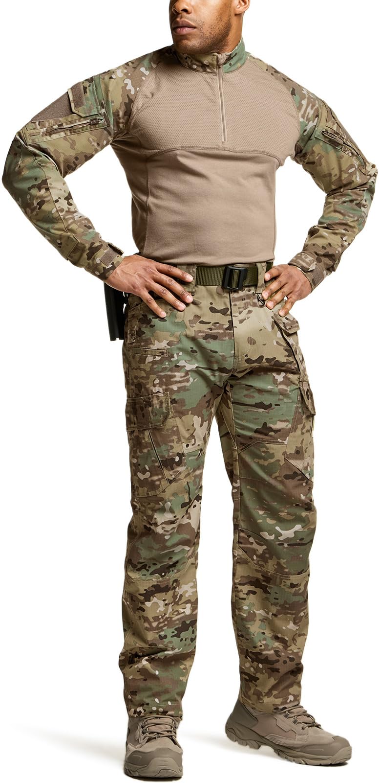CQR Men's Tactical Pants, Water Resistant Ripstop Cargo Pants, Lightweight EDC Work Hiking Pants, Outdoor Apparel, Duratex Mag Pocket Utility Camo, 44W x 32L