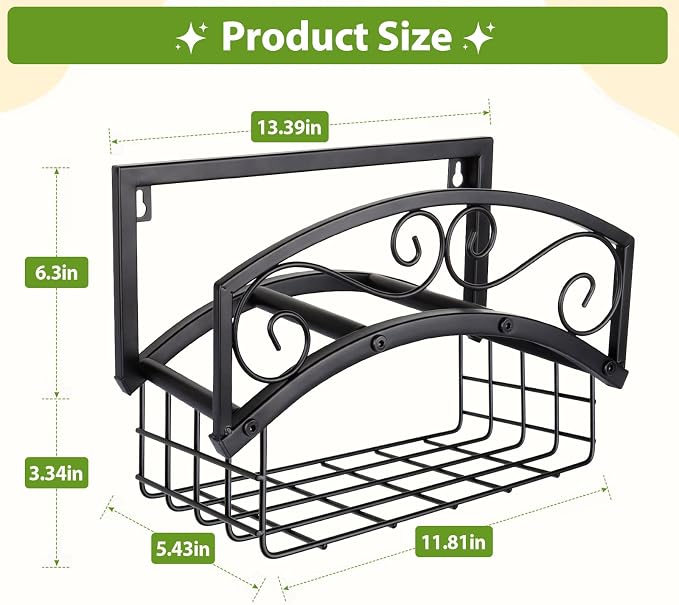 BOLITE Garden Hose Holder Wall Mount, Heavy Duty Metal Water Hose Holder with Basket for Outside, Hose Storage Holds 150FT Water Pipe for Yard, Lawn, Garden, Farm, Gifts for Women Men