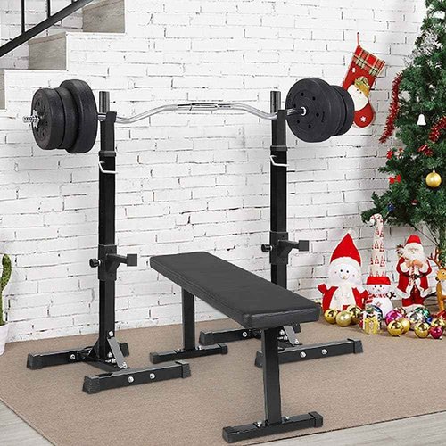 Adjustable Squat Rack for Home Gym - 44-70 Inch Solid Steel Barbell Stands