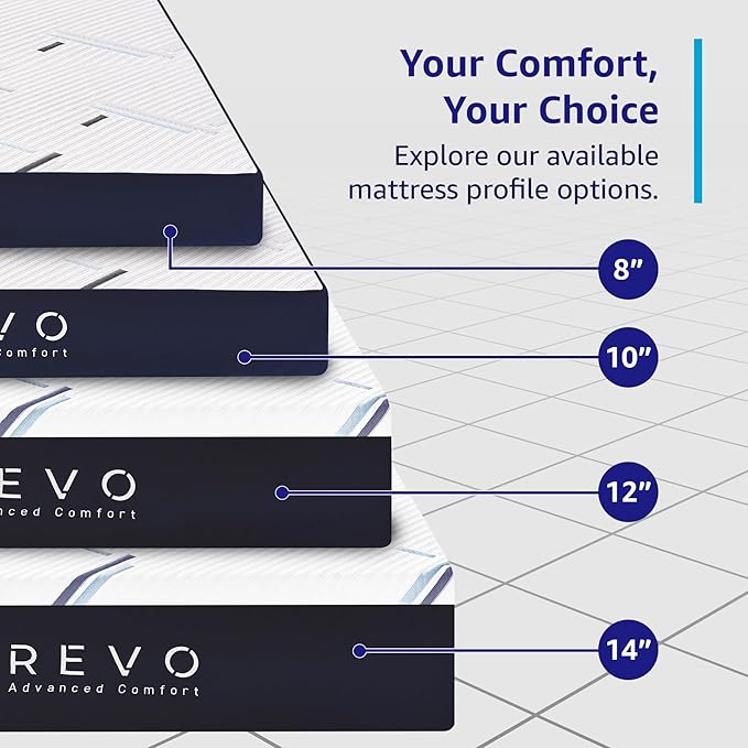 REVO Sleep Gel Memory Foam Mattress, 12-Inch California King – Cooling Gel Foam Mattress with Full-Body Support, Pressure Relief & Breathable Comfort for Deeper Sleep