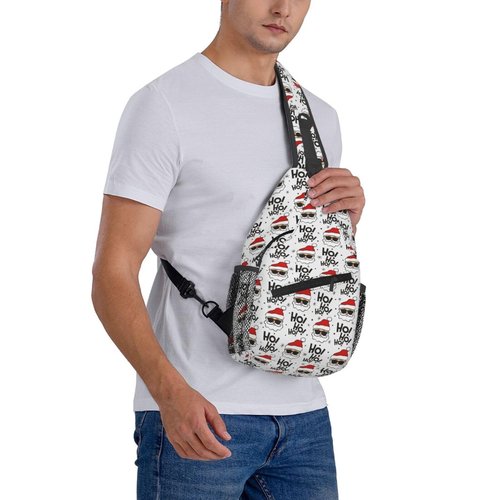 Christmas Santa Claus Sling Backpack For Women Men - Adjustable, Merry Xmas Daypack Gift