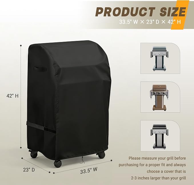 Grill Cover for Kenmore PG-4030400LD Series 3-Burner Gas Grills, Heavy Duty Waterproof Weatherproof BBQ Cover, Fade & UV Resistant Outdoor Grill Protector, 33.5" W x 23" D x 42" H