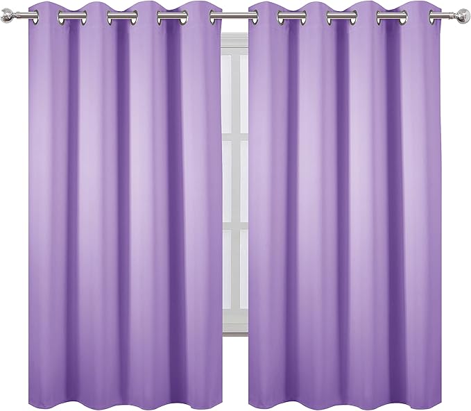 LEMOMO Lavender Blackout Curtains 66 x 63 Inch Length/Set of 2 Curtain