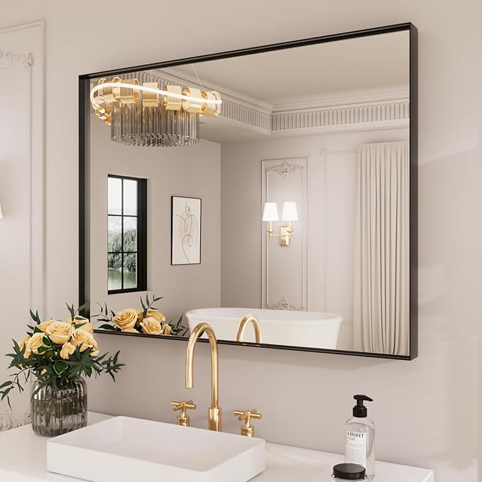 LOAAO Black Bathroom Mirror 30"X36"