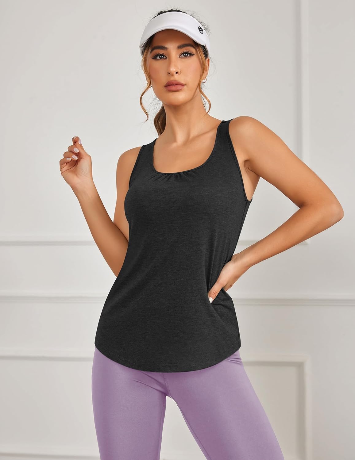 PINSPARK Women's Racerback Workout Tops - Lightweight Athletic Tank Shirts | 2-Pack S-3XL