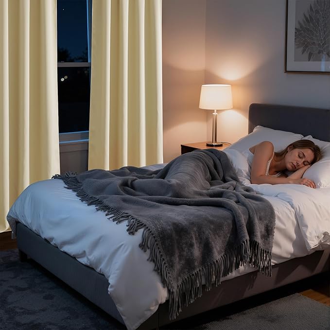 RYB HOME Bedroom Blackout Curtains 63 inches Long, 100% Blackout Thermal