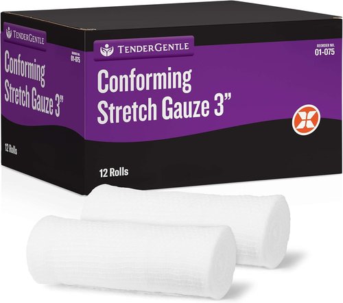 Conforming Stretch Gauze Rolls - 3 Inch White Non-Sterile Wrap | Pack of 12 for Wound Care