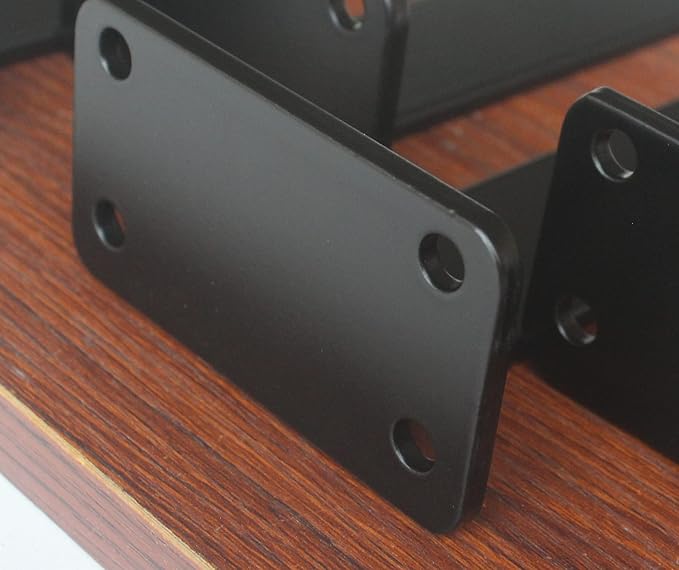 6 Pack - 5 inch Black Hidden L Shelf Bracket Iron Floating Shelf Brackets