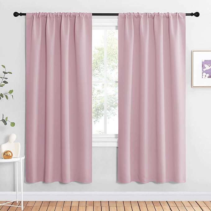NICETOWN Blackout Curtains for Living Curtains, Baby Pink, 2 Panels, 42 by 72
