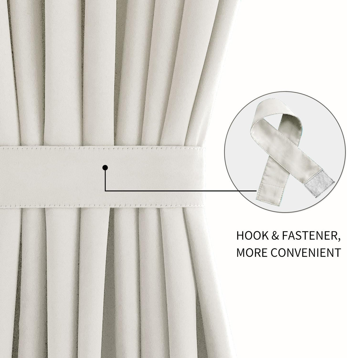 DWCN French Door Curtains – Rod Pocket Thermal Blackout Curtain for Doors with Glass Window, Kitchen and Patio Doors for Privacy, 25 X 80 Inches Long, 1 Curtain Panel with Tieback, Ivory