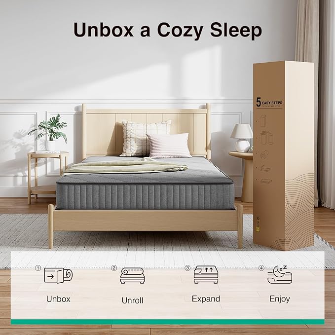 Novilla 8 Inch Hybrid Mattress Twin Size, Twin Mattress in a Box with Individual Pocketed Springs & Gel Memory Foam for Body Support & Back Pain Relief & Cool Night Sleep, CertiPUR-US Certified