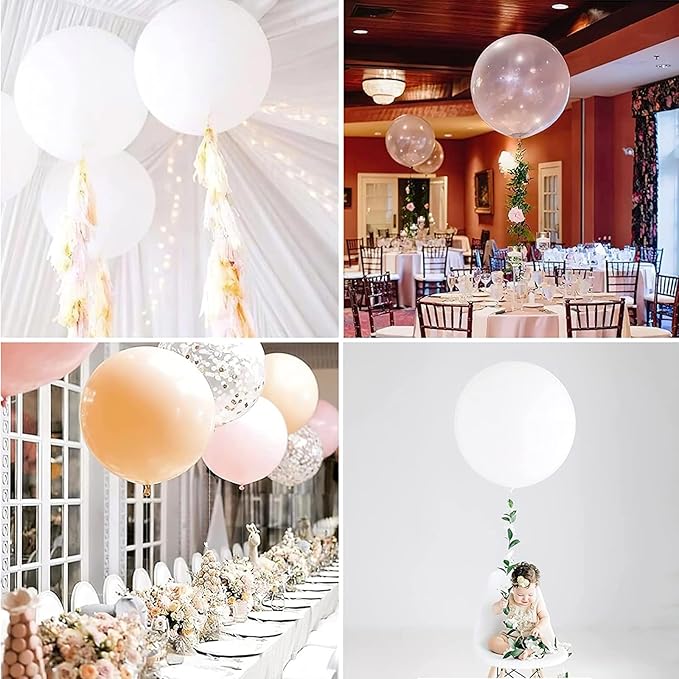 PartyWoo Clear Balloons 4pcs 36 Inch Transparent Latex Helium Balloons for Graduation Wedding Baby Shower Bridal Shower Engagement Gender Reveal Anniversary Birthday Party Decorations Clear-Y2