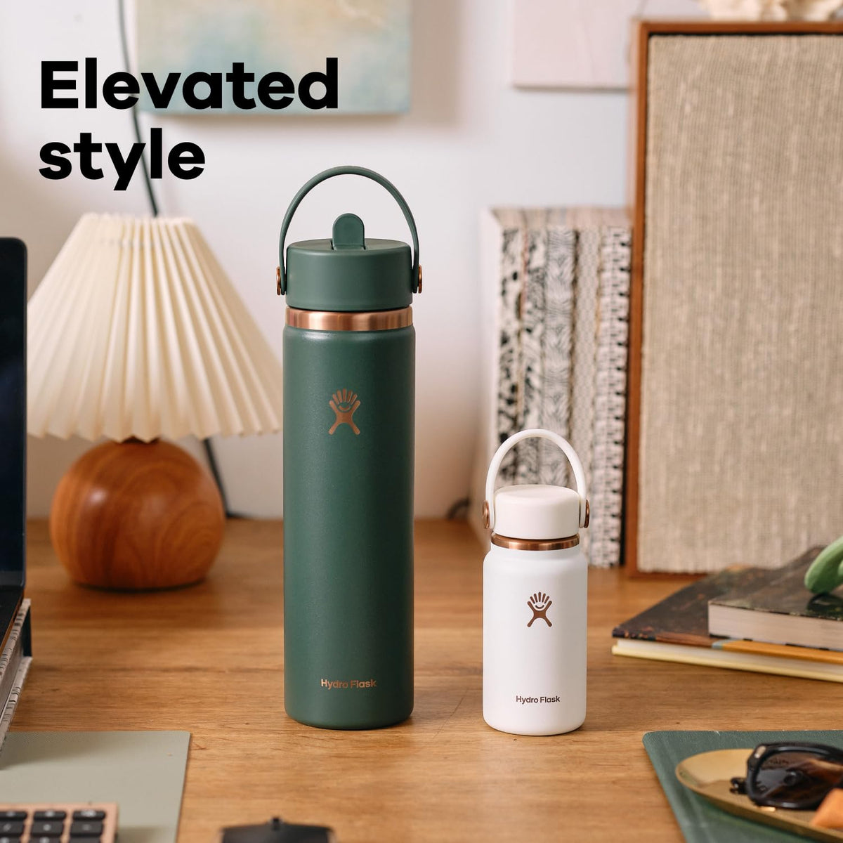 Hydro Flask Water Bottle - Insulated Stainless Steel - Wide Straw Lid, Non Spill, Leakproof in 24 Oz Forest Green Arc