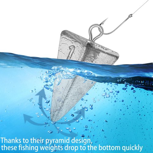 Fishing Weights Pyramid Sinkers Kit Bullet Fishing Weights Sinkers for Ocean Saltwater Surf Fishing - Essential Tackle Set in 1oz, 2oz, 3oz, 4oz Sizes