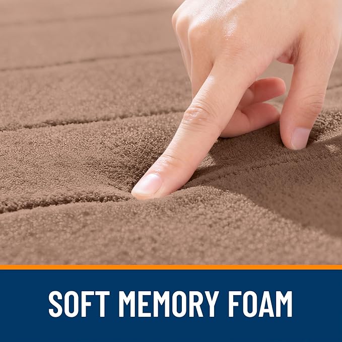 OLANLY Memory Foam Bath Mat 30x20, Super Soft Absorbent Bathroom Rugs, Quick Dry, Machine Washable Shower Floor Rugs, Bathmat Carpet, Bathroom Home Decor Accessories, Mocha