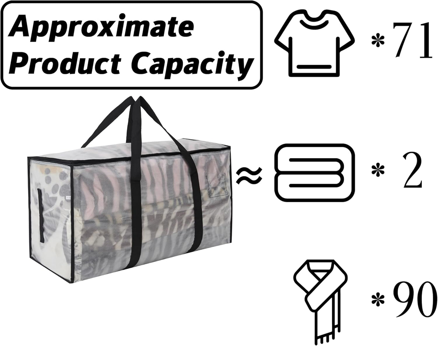 Heavy Duty 93L (24.5 Gallon) Stackable Storage Bins with Fully Openable Lids, Moving Bags Heavy Duty, Clear Plastic Totes for Moving Storage, Home Organization, Closet, Dorm Room. 12 pack
