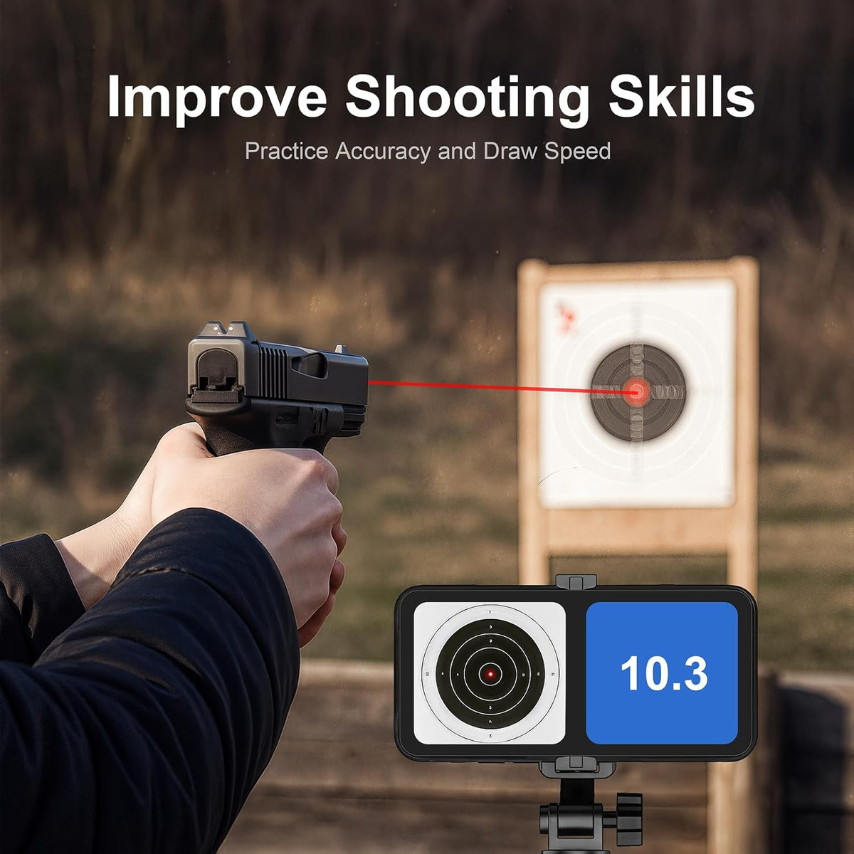 45ACP Laser Training Cartridge - Dry Fire System with Rubber Snap Cap & 3 Batteries for Shooting Practice
