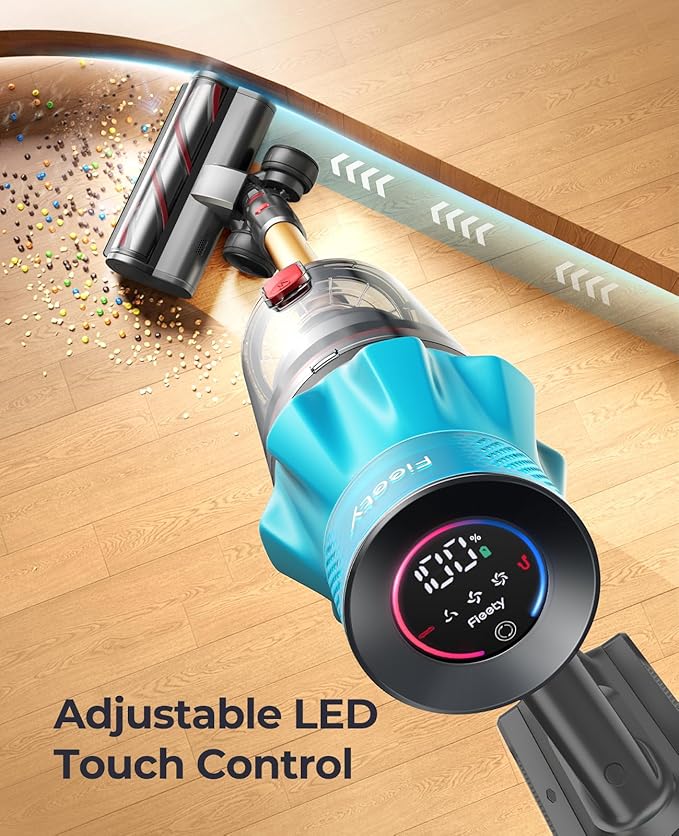 Cordless Vacuum Cleaner 650W/55Kpa, Stick Vacuum Cleaners 70 Mins Max Runtime with Charging Dock, Self-Standing Handheld Vacuum with Touch Display, 6-in-1 Vacuum Cleaner for Carpet/Hard Floor/Pet Hair
