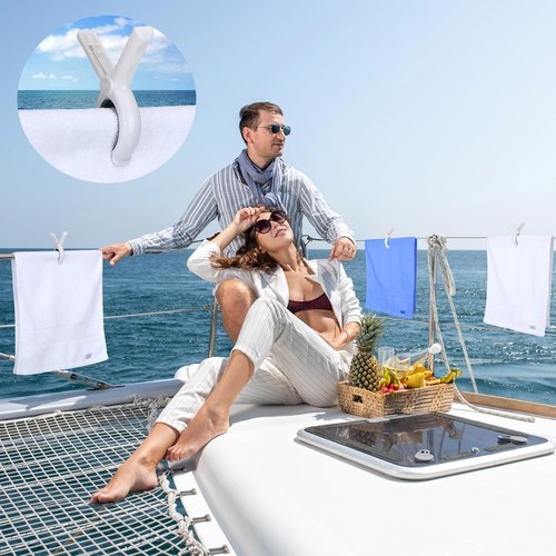 Hushee Marine Boat Rail Towel Clips - Storm-Proof Large Clips for Pontoon & Outdoor Use | 8 Pack
