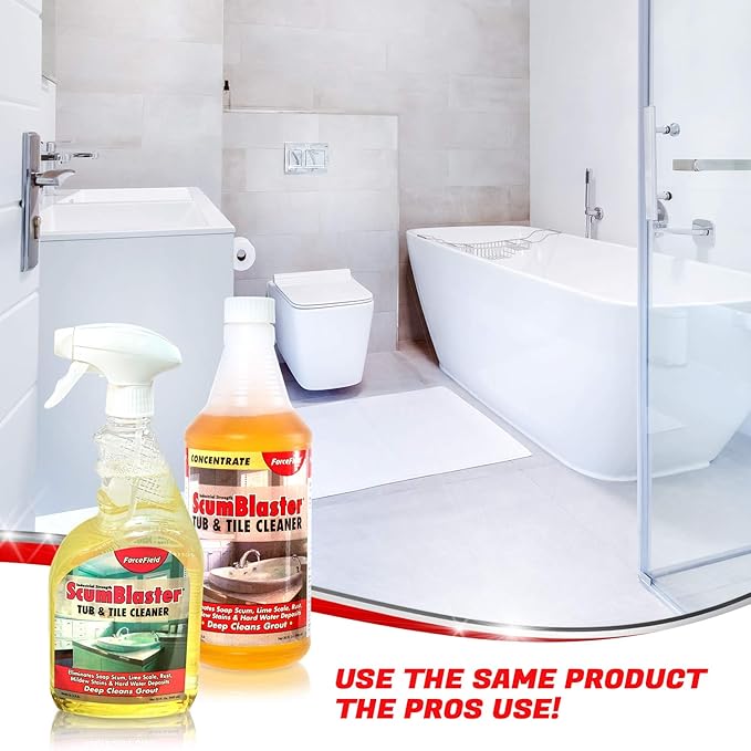 ForceField ScumBlaster: Soap Scum Remover, Tile and Grout Cleaner, Hard Water Stains and Rust, Industrial Strength