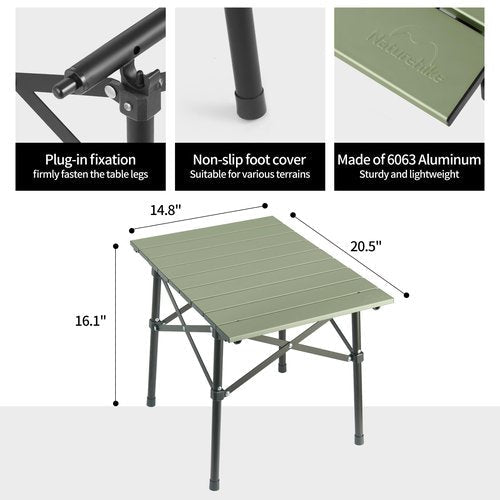 Naturehike Portable Camping Table, Aluminium Folding Table, Ultralight Camp Table Small Table for Camping Hiking Backpacking Outdoor Picnic