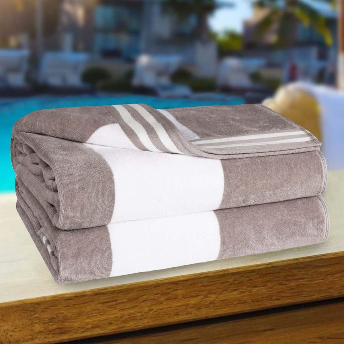 Superior Oversized Beach Towel, Light Grey (Set of 2)