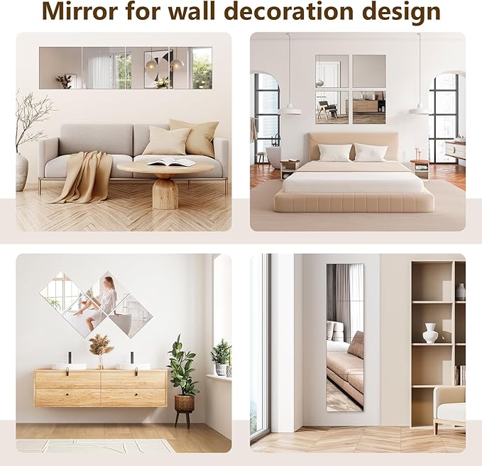 Shiftshade Mirror Wall Full Length, 12X14 Inch Unbreakable Mirror Tiles