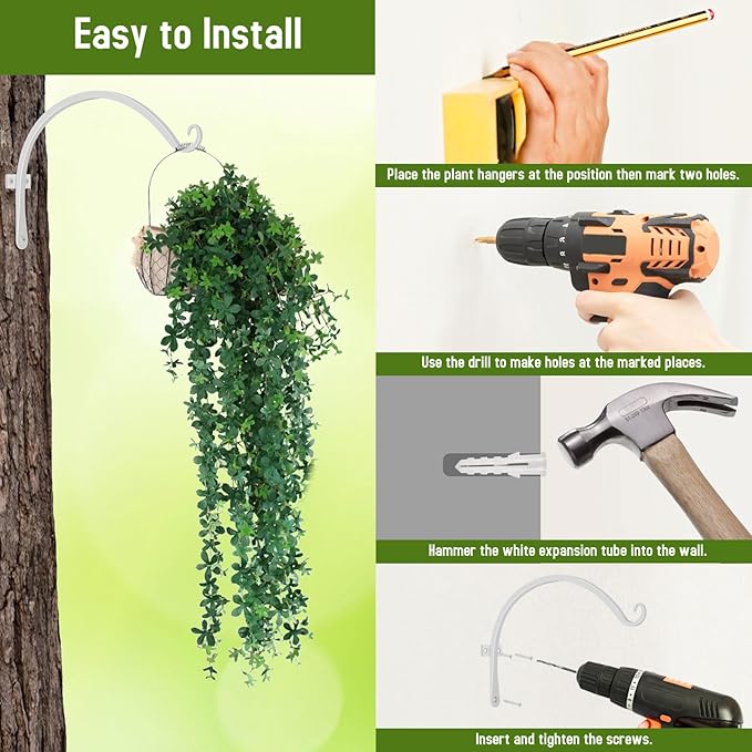 FEED GARDEN 2 Pack 12 Inch Hanging Plant Bracket Wall Hooks Decorative Plant