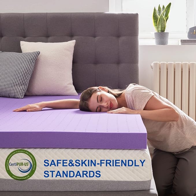 SINWEEK 4 Inch Gel Memory Foam Mattress Topper Ventilated Soft Pressure Relieve Mattress Pad, Breathable Bed Topper, CertiPUR-US Certified, King Size