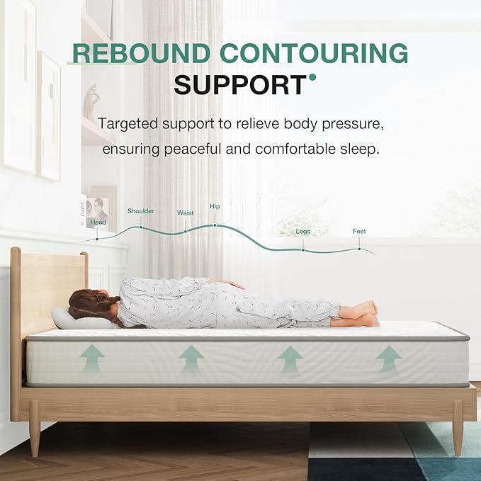 Novilla Twin XL Mattress 8 inch, Hybrid Twin XL Size Mattress in a Box, Innerspring Mattresses with Comfortable & Breathable Foam, Supportive Mattresses for Back Pain Relief, Certipur-Us Certified