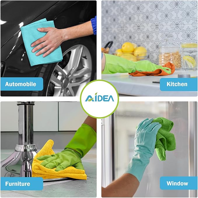 AIDEA Microfiber Cleaning Cloth, 50PK, Microfiber Towels for Cars, All Purpose Cleaning Rags for House, Dusting Cloth for Kitchen, Car, Window, 12"??12"