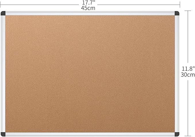 VIZ-PRO Cork Notice Board, 18 X 12 Inches, Cork Bulletin Board