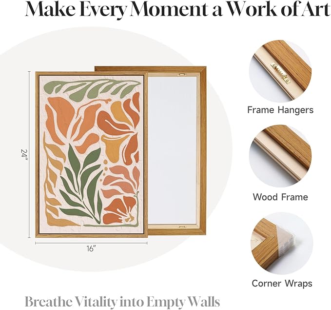 3 Piece Framed Boho Floral Wall Art