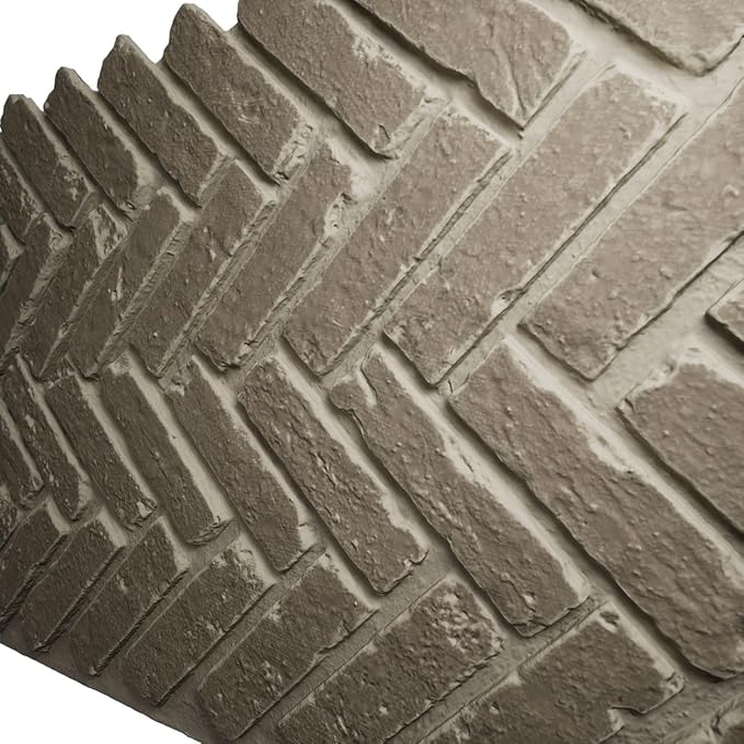 EverStone Herringbone Faux Brick Panel, 46 1/2"W x 25 1/4"H x 1"D, Antique