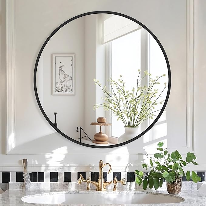 Black Round Mirror 22 Inch, Circle Wall Mirrors