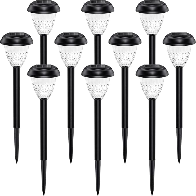 URAGO Super Bright Solar Lights Outdoor Waterproof-10 Pack, Dusk to Dawn Up to 12 Hrs Solar Powered Outdoor Pathway Garden Lights Auto On/Off, LED Landscape Lighting Decorative for Walkway Patio Yard