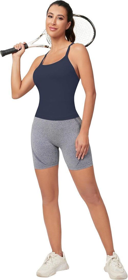 MathCat Workout Tank Tops - Sleeveless Gym Tops with Built-In Bra | Seamless Racerback Design