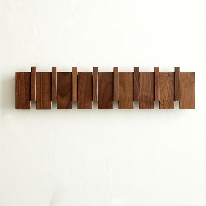 QUELLANCE Wood Coat Rack Wall Mount, Coat Hooks Hanger Wall Mounted, Heavy Duty