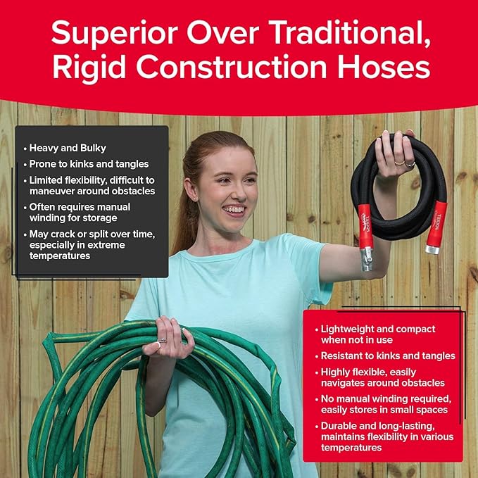 Pocket Hose 25 FT Silver Bullet 2.0 Expandable Garden Hose w/Turbo Shot Nozzle, AS SEEN ON TV, Lead-Free, Solid Aluminum Connectors, Easy On/Off Valve, Kink-Free, Leak-Proof