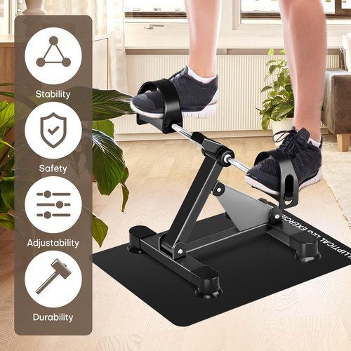 Under Desk Elliptical Mat - Non-Slip Exercise Equipment for Peloton Bike, Small Exercise Mat for Desk Workout Equipment