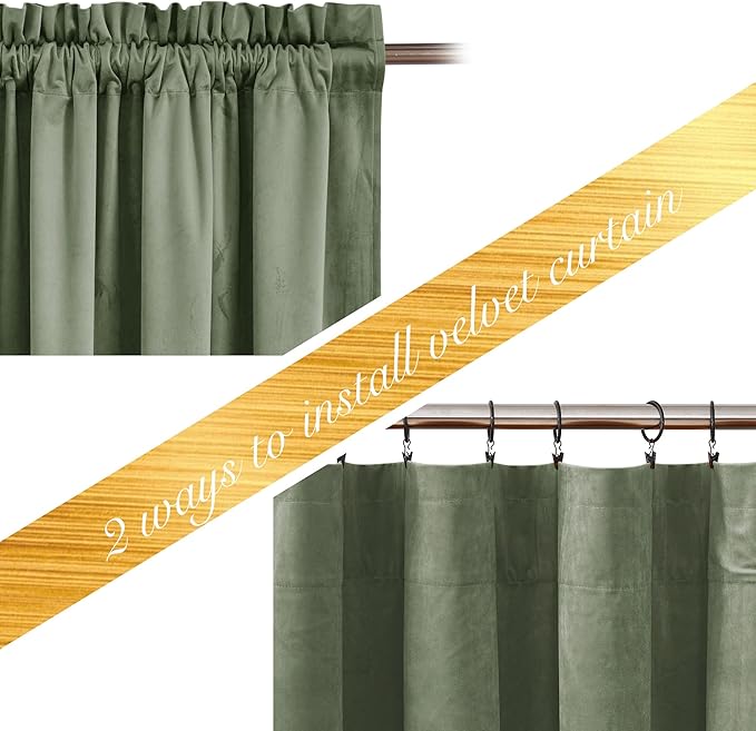 NICETOWN Super Soft Velvet Curtains 72 inches, Sound Reducing Cold Heat