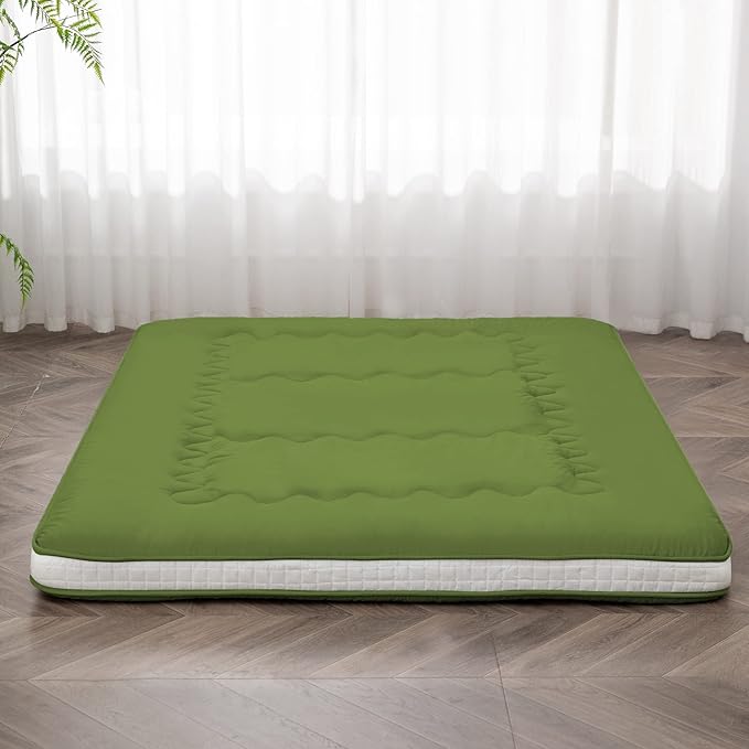 Dr.Futon Japanese Floor Futon Mattress Extra Thick Folding Roll Up Bed Topper Mat for Guest,Lounger and Tavel