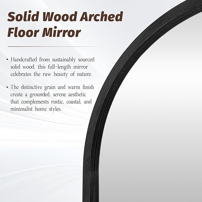 Full Length Mirror 82"×44" Floor Mirror Standing Tall Mirror, Arched Stand up
